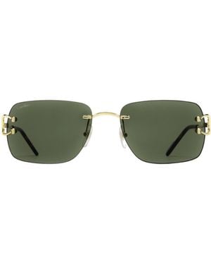 Cartier Rectangle Frame Sunglasses - Green