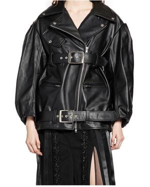 Simone Rocha Long Sleeve Leather Jacket - Black