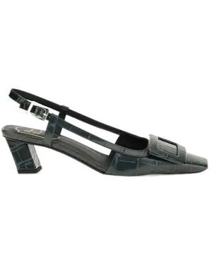 Roger Vivier Belle Vivier Croc-Effect Slingback Pumps - Black