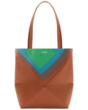 Loewe Medium Puzzle Fold Tote Bag - Blue