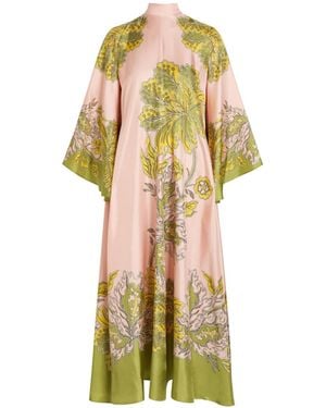 La DoubleJ Magnifico Printed Silk Maxi Dress - Yellow