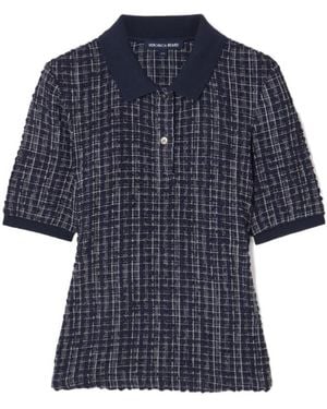 Veronica Beard Benedetta Checked Seersucker Polo Shirt - Blue