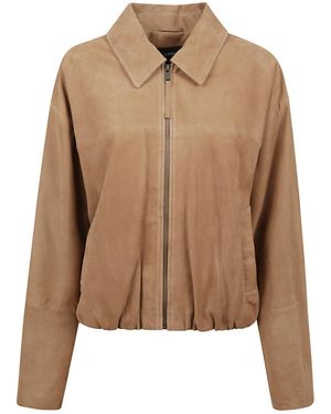 Arma Zip-Up Bomber Jacket - Brown