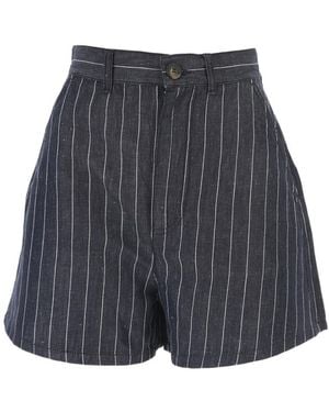 Emporio Armani Striped High-Waisted Shorts - Grey