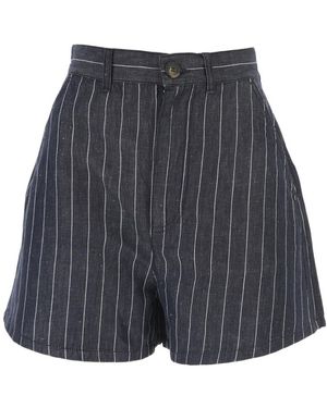 Emporio Armani Striped High-Waisted Shorts - Gray