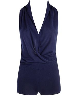 Paloma Wool Soma Halterneck Draped Jumpsuit - Blue
