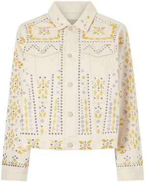 Mother Studded Denim Jacket - Natural
