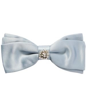 Erdem Crystal-Embellished Satin Bow Hairclip - Blue