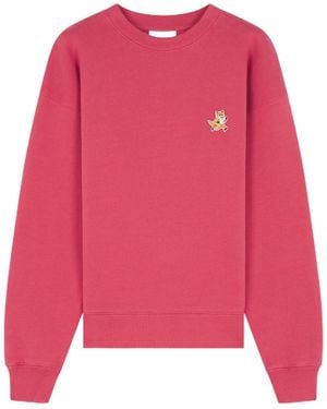 Maison Kitsuné Maison Kitsuné Speedy Fox Patch Crewneck Sweatshirt - Pink