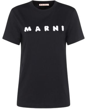 Marni Scribbled Logo Jersey T-Shirt - Black
