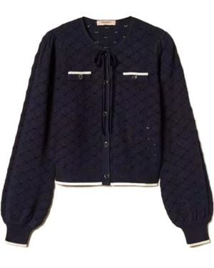 Twinset Bow-Embellished Knitwear - Blue