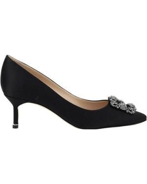 Manolo Blahnik Hangisi Embellished Satin Court Shoes - Black