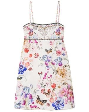 CAMILLA Embellished Floral-Print Mini Dress - White