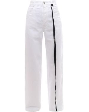 Ann Demeulemeester Logo Straight Jeans - White