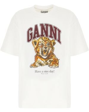 Ganni Short-Sleeved T-Shirt - White