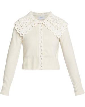 Erdem Wool Crew Neck Cardigan - White