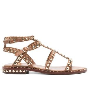 Ash Studded Flat Sandals - Brown