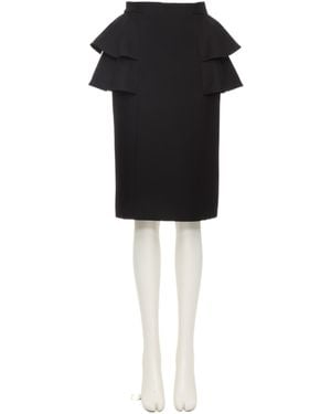 Valentino Crepe Couture High Waist Ruffled Skirt - Black