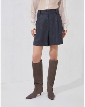 Brunello Cucinelli Virgin Wool Knee-Length Shorts - Blue