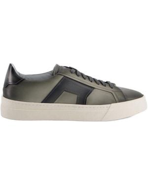 Santoni Logo-Embossed Lace-Up Sneakers - Brown