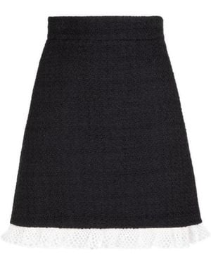 Miu Miu Lace-Trim Tweed Skirt - Black