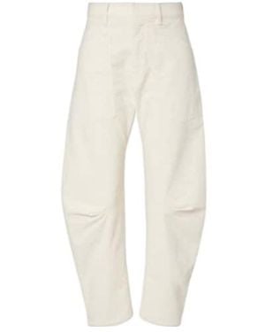 Nili Lotan Shon Corduroy Barrel-Leg Trousers - White