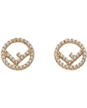 Fendi Logo Embellished Earrings - Metallic