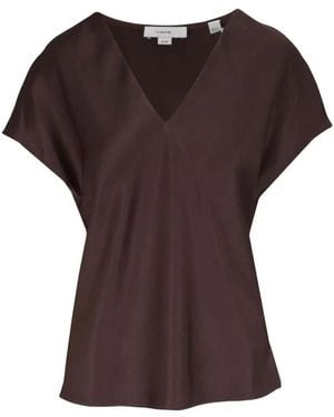 Vince Cap-Sleeve V-Neck Blouse - Purple