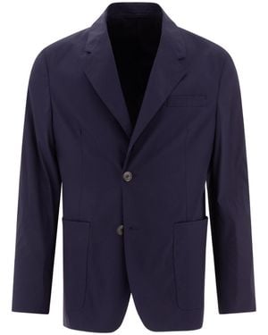 Prada Single-Breasted Cotton Blend Jacket - Blue