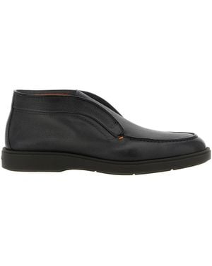 Santoni Round-Toe Boots - Black
