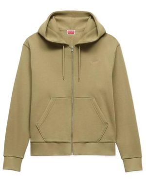 KENZO Signature' Embroidered Zip-Up Hoodie - Green