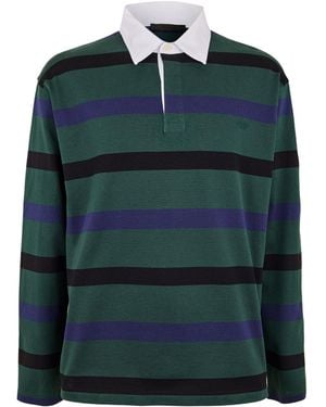 Prada Multicolourstripe Longsleeve Rugby Polo Shirt - Green