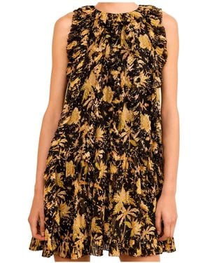 Ulla Johnson Signe Cascading Floral-Print Ruffled Mini Dress - Metallic