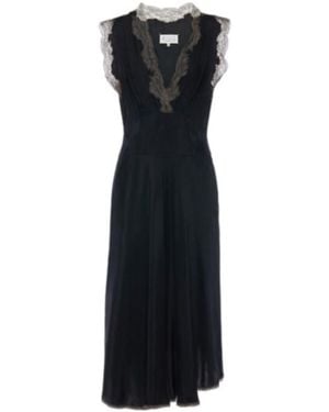 Maison Margiela Lace-Trim V-Neck Sleeveless Dress - Black