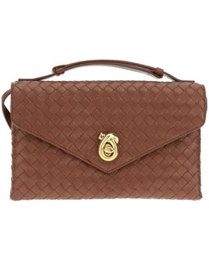 Bottega Veneta Intrecciato Knot Lock Crossbody Bag - Brown