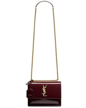 Saint Laurent Sunset Logo Plaque Shoulder Bag - White