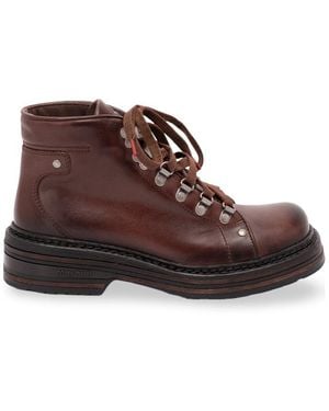 Miu Miu Leather Booties - Brown