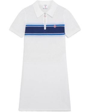 CASABLANCA Striped Mesh Midi Dress - White