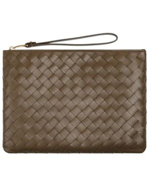 Bottega Veneta Intrecciato Medium Flat Pouch - Brown