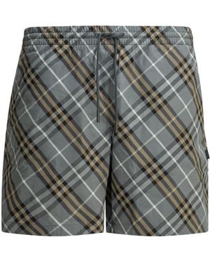 Burberry Check Beach Nylon Shorts - Grey