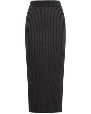 Jil Sander Ribbed-Knit Midi Skirt - Black