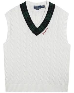 Polo Ralph Lauren Cable-Knit V-Neck Jumper - White
