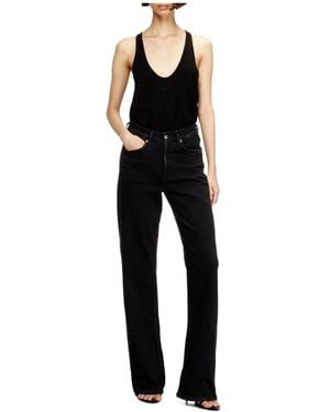DIESEL Solid Color Straight Leg Jeans - Black