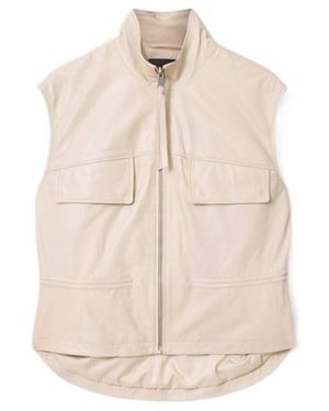 AllSaints Flor Relaxed Fit Leather Gilet - Natural