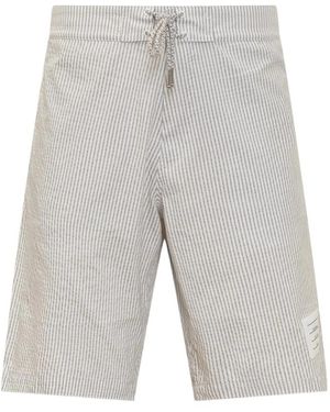 Thom Browne Striped Drawstring Swimming Shorts - Grey