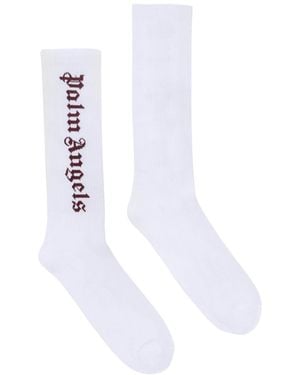 Palm Angels Logo Intarsia Socks - White
