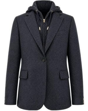Eleventy Hooded Single-Breasted Blazer - Blue