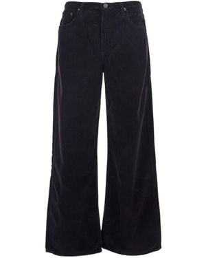 Agolde Corduroy Wide Leg Trousers With Belt Loops - Blue