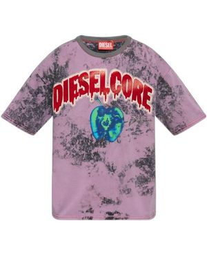 DIESEL T-Boxt-R9 Logo Printed Crewneck T-Shirt - Pink