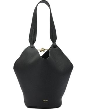 KHAITE Lotus Chain Detailed Mini Tote Bag - Black